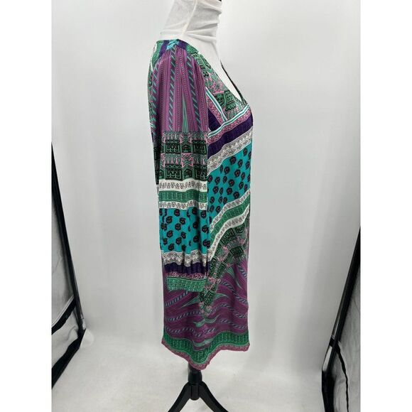 Hale Bob Women's Medium Silk Blend Colorful Boho Abstract Print Long Sleeve - Picture 5 of 15